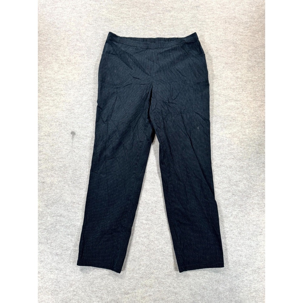 White Stag Pants Womens Large (12-14) Black Striped Cotton Stretch Straight Leg